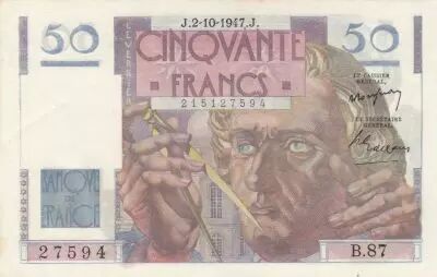 France 50 Francs - Le verrier - 02-10-1947 - Serial B.87