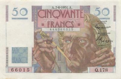France 50 Francs - Le Verrier - 07-06-1951 - S�rie Q.178