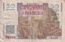 France 50 Francs - Le Verrier - 17-02-1949 - Serial B.122 - P.127