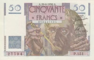 France 50 Francs - Le Verrier - 29-06-1950 - Serial P.151
