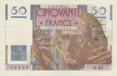 France 50 Francs - Le Verrier - 31-05-1946 - Serial D.35