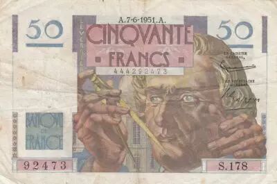 France 50 Francs - Le Verrier 01-02-1951 - S�rie S.178 - TTB