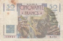 France 50 Francs - Le Verrier 07-06-1951 - Serial N.179
