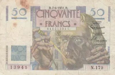 France 50 Francs - Le Verrier 07-06-1951 - S�rie N.179