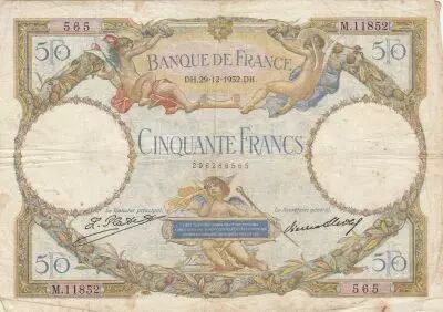 France 50 Francs - Luc Olivier Mercon - 29-12-1932 - S�rie M.11852