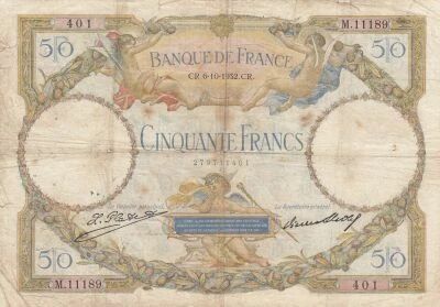 France 50 Francs - Luc Olivier Merson - 06-10-1932 - Series M.11189