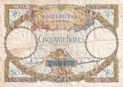 France 50 Francs - Luc Olivier Merson - 10-08-1933 - S�rie X.14265 - F.16.04