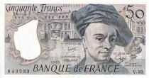 France 50 Francs - Quentin de la Tour - 1983 - Serial V.33 - UNC - P.152b