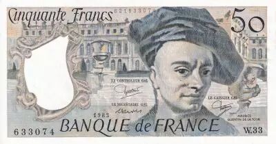 France 50 Francs - Quentin de la Tour - 1983 - Serial W.33 - AU - P.152b