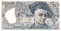 France 50 Francs - Quentin de la Tour - 1988 - Serial Q.52 - UNC - P.152d