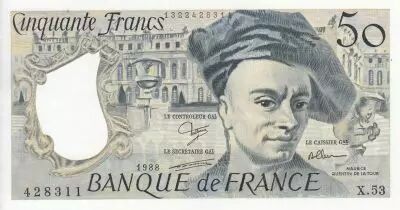 France 50 Francs - Quentin de la Tour - 1988 - S�rie X.53