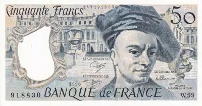 France 50 Francs - Quentin de la Tour - 1990 - S�rie W.59 - PNEUF - F.67.16