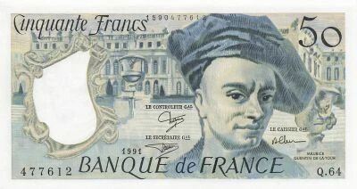 France 50 Francs - Quentin de la Tour - 1991 - Serial Q.64