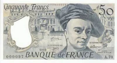 France 50 Francs - Quentin de la Tour - 1992 - S�rie A.70 - Small number