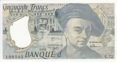 France 50 Francs - Quentin de la Tour - 1992 - S�rie G.72 - Faute