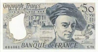 France 50 Francs - Quentin de la Tour - 1992 - S�rie X.70