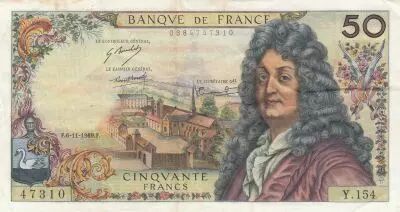 France 50 Francs - Racine - 06-11-1969 - Serial Y.154