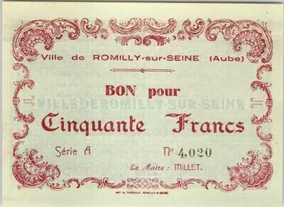 France 50 Francs , Romilly-sur-Seine S�rie A
