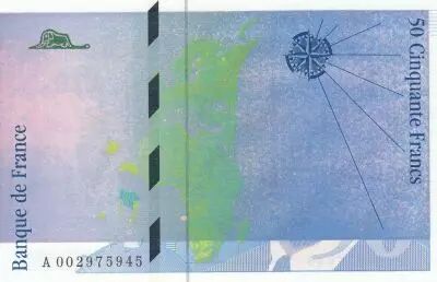 France 50 Francs - Saint-Exupery - 1992 - Error note Blue version - A.002