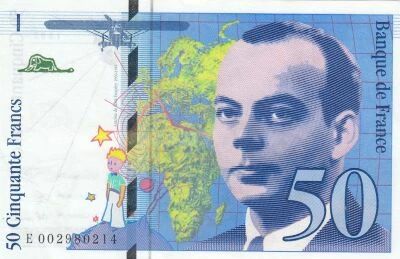 France 50 Francs - Saint-Exup�ry - Watermark offset to the right - 1992 - Series E.002980214