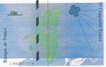 France 50 Francs, Saint-Exupéry - 1992 - Fauté impression bleue - Série L.002977578