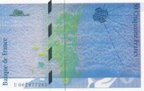 France 50 Francs, Saint-Exupéry - 1992 - Fauté impression bleue - Série U.002977262