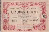 France 50 Francs- Ville - Cambrai  - 15-09-1914 - 5ème Série