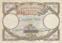 France 50 Francs Angels - Mercury - 31-12-1931 S&eacute;rie Q.9593 - F to VF