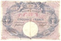 France 50 Francs Blue and Pink -  05.06.1918 - Serial C.80.80 - Fay.14.31