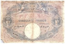 France 50 Francs Blue and Pink -  26.01.1923 - Serial M.9496 - Fay.14.36