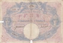 France 50 Francs blue and pink - 06-09-1915 - Serial O.6411