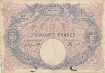 France 50 Francs Blue and Pink - 1901