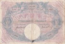 France 50 Francs Blue and Pink - March 12, 1913 - Series C.4565