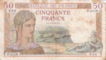 France 50 Francs Ceres -  04-04-1935 - Serial P.1118