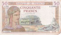France 50 Francs Ceres -  21-09-1939 - Serial j.11064 - P.81