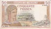 France 50 Francs Ceres - 02-02-1939 - Serial K.9600