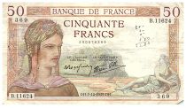 France 50 Francs Cérès - 07.12.1939 - Série B.11624 - Fay.18.35