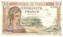 France 50 Francs C&eacute;r&egrave;s - 07.12.1939 - S&eacute;rie B.11624 - Fay.18.35