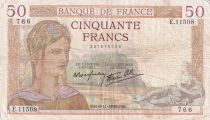 France 50 Francs Ceres - 09-11-1939 - Serial E.11508