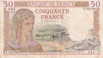 France 50 Francs Ceres - 10-08-1939 - Serial T.10729