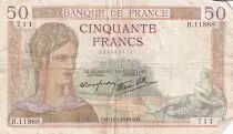 France 50 Francs C&eacute;r&egrave;s - 11-01-1940 - S&eacute;rie H.11988