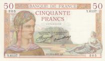 France 50 Francs Cérès - 13-05-1937 - Série Y.6137 - SUP