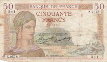 France 50 Francs Ceres - 14-08-1935 - Serial X.2578
