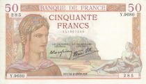 France 50 Francs Cérès - 16/2/1939 - Serial  Y. 9680