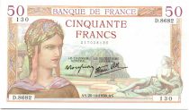 France 50 Francs Ceres - 20-10-1938 Serial D.8682-131