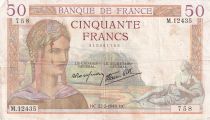 France 50 Francs Ceres - 22-02-1940 - Serial M.12435