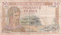 France 50 Francs Ceres - 22-02-1940 - Serial U.12439- P.81