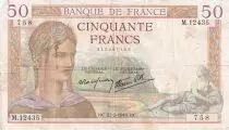France 50 Francs C&eacute;r&egrave;s - 22-02-1940 - S&eacute;rie M.12435