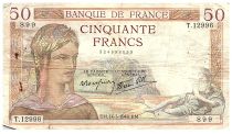 France 50 Francs Ceres - 22.02.1940 - Serial T.12996 - Fay.18.41