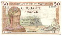 France 50 Francs Ceres - 22.02.1940 - Serial Z.12302 - Fay.18.39